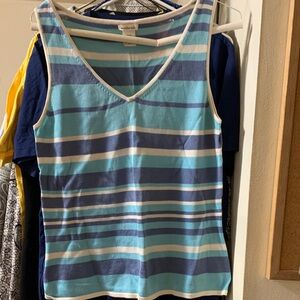 Gloria Vanderbilt Blue and White Striped Tank Top